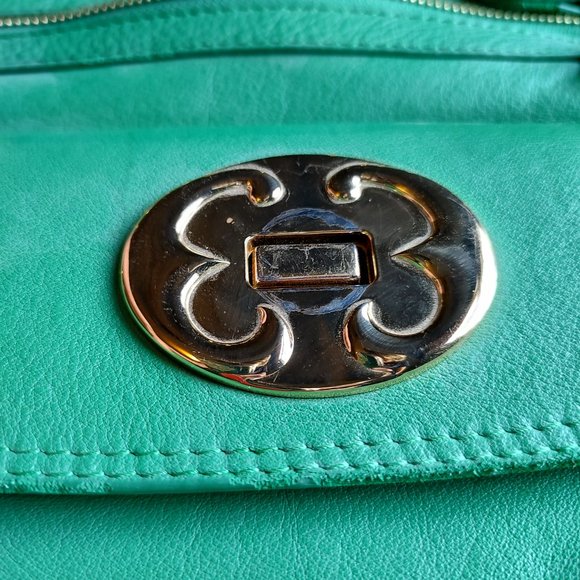 EMMA FOX fold over LG. Kelly Green Satchel Crossbody - Picture 4 of 12